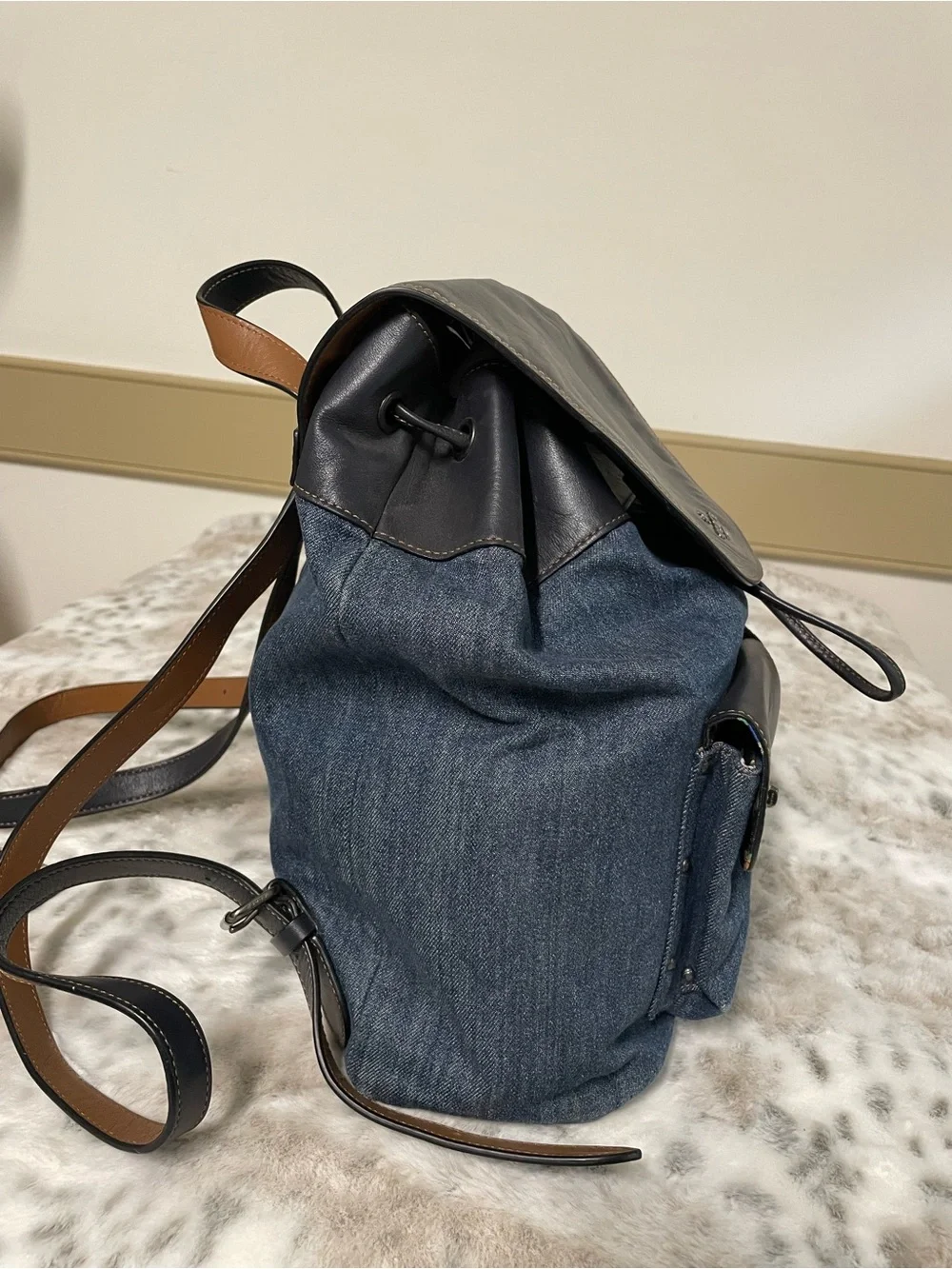 Coach Denim & Leather Backpack